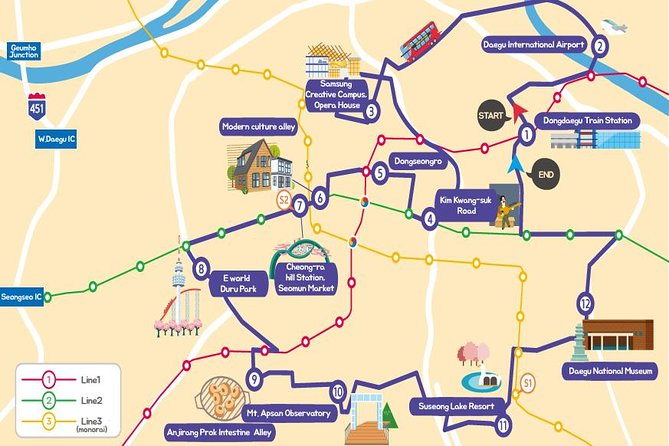 Daegu Hop on Hop off City Tour Bus Discount Ticket (내국인불가) - Daegu Art Museum and Ayang Art Center