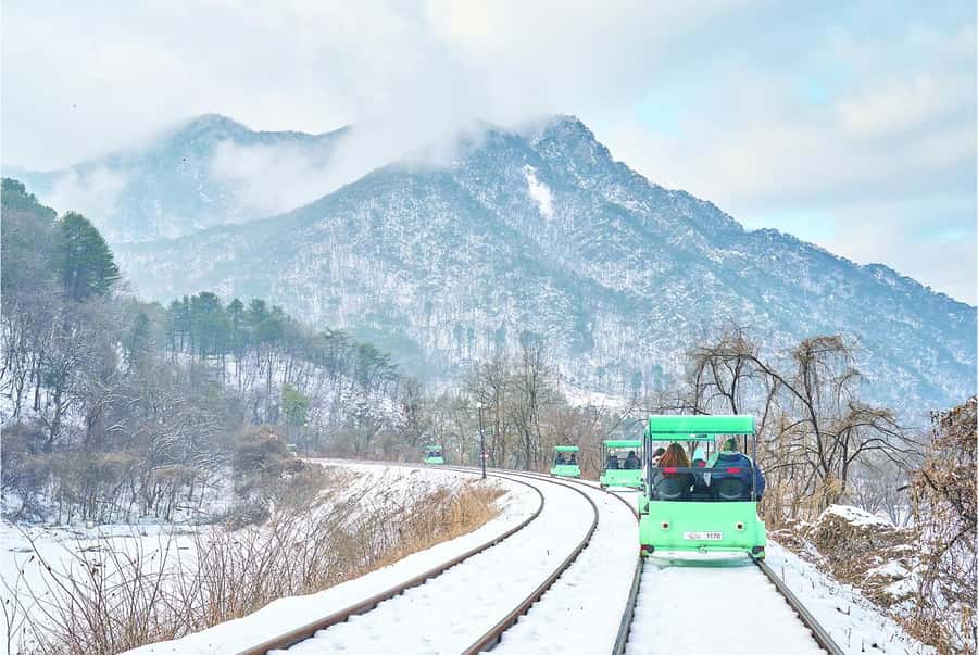 Eobi Ice Valley & Nami (+ Light Festival, Railbike, Alpaca) - The late start and the ride from Seoul