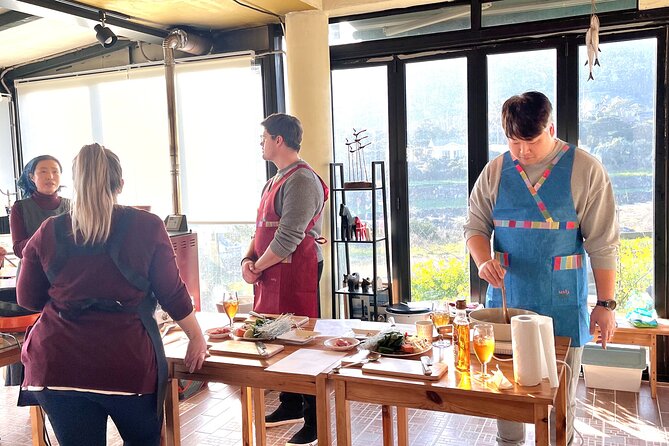 JEJU Cooking Class _Class & Dinner at Jeju Seaside Sunset Terrace - Bulgogi, Japchae, and Geotjeoli on the menu
