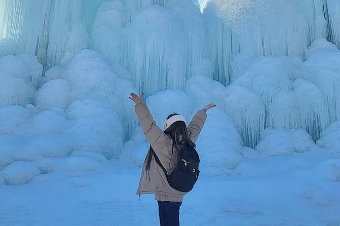 Seoul Cheongyang Alps Village Frozen Ice Wall Tour Pass Ticket - Arriving at the ice wall and sculpture area